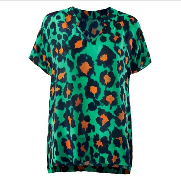 CAbi "RITA" Green/Black/Orange Short Sleev… - Picture 3 of 10